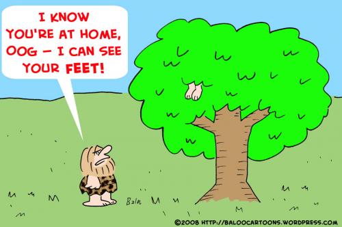 Cartoon: CAVEMAN HOME CAN SEE FEET (medium) by rmay tagged caveman,home,can,see,feet