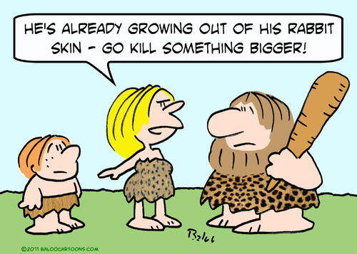 Cartoon: caveman kill something bigger (medium) by rmay tagged caveman,kill,something,bigger