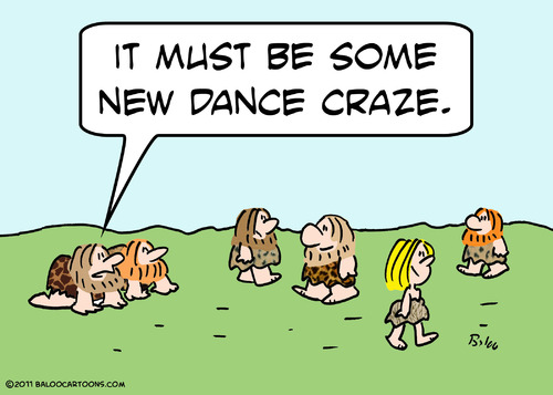 Cartoon: caveman new dance craze upright (medium) by rmay tagged caveman,new,dance,craze,upright
