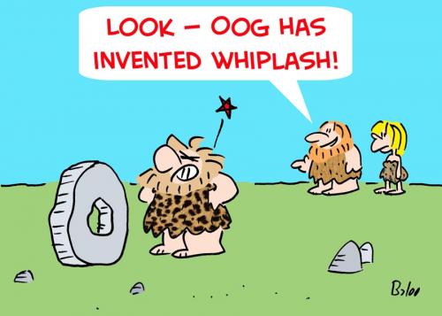 Cartoon: CAVEMAN WHEEL INVENTED WHIPLASH (medium) by rmay tagged caveman,wheel,invented,whiplash