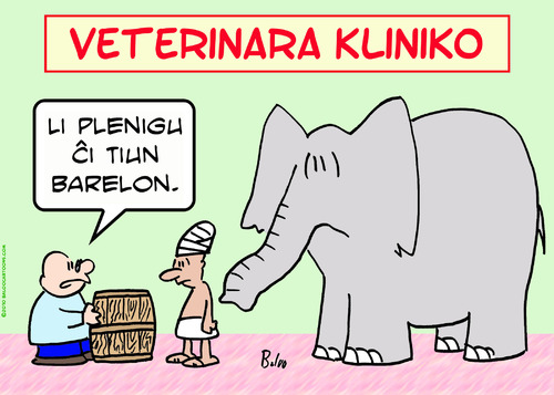 Cartoon: elephant fill barrel esperanto (medium) by rmay tagged elephant,fill,barrel,esperanto