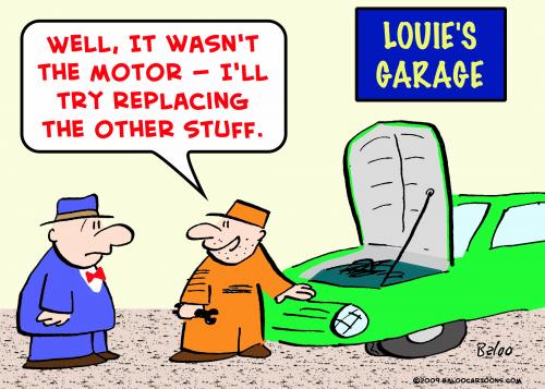 Cartoon: garage motor replace (medium) by rmay tagged garage,motor,replace
