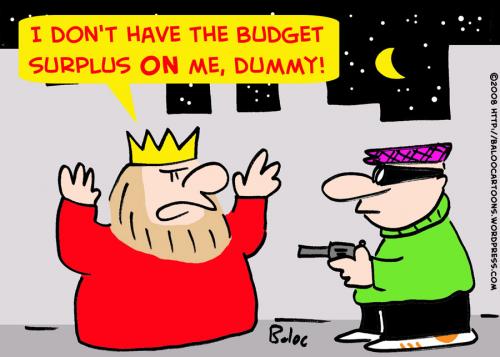 Cartoon: KING BUDGET SURPLUS MUGGER (medium) by rmay tagged king,budget,surplus,mugger