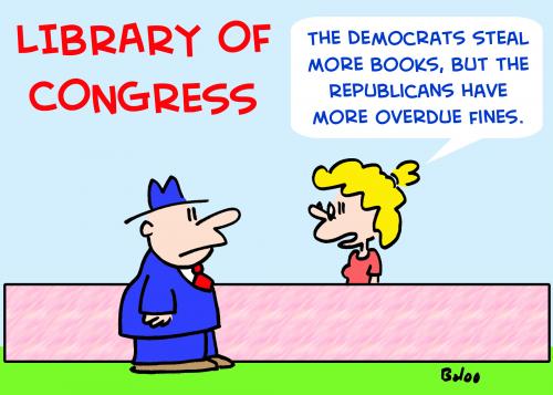 Cartoon: LIBRARY OF CONGRESS DEMOCRATS (medium) by rmay tagged library,of,congress,democrats,republicans
