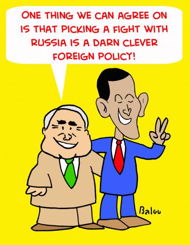 Cartoon: PICKING A FIGHT WITH RUSSIA (medium) by rmay tagged picking,fight,with,russia,obama,mccain