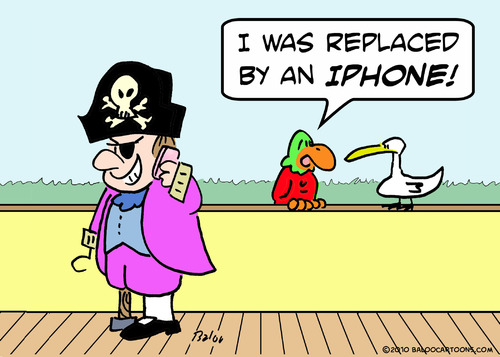 Cartoon: pirate parrot replaced Iphone (medium) by rmay tagged pirate,parrot,replaced,iphone