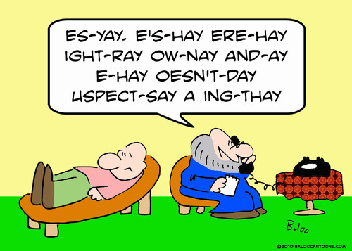Cartoon: psychiatrist pig latin (medium) by rmay tagged psychiatrist,pig,latin