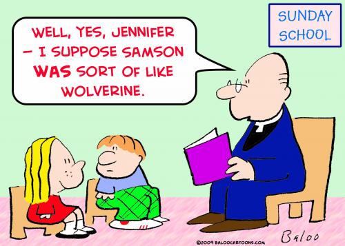 Cartoon: sunday school wolverine (medium) by rmay tagged sunday,school,wolverine