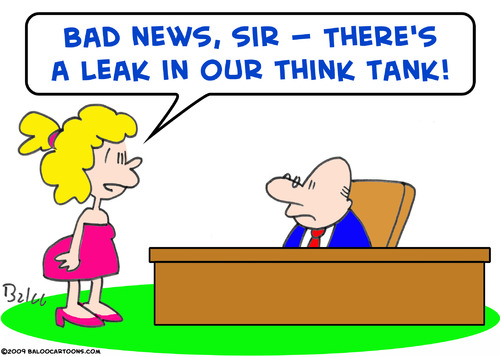Cartoon: think tank leak (medium) by rmay tagged think,tank,leak