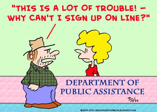 Cartoon: welfare sign up on line (medium) by rmay tagged welfare,sign,up,on,line