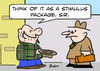 Cartoon: as a stimulus package panhandler (small) by rmay tagged as,stimulus,package,panhandler