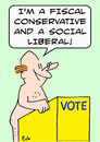 Cartoon: conservative fiscal social liber (small) by rmay tagged conservative,fiscal,social,liberal