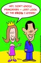 Cartoon: frog kissed caroline kennedy oba (small) by rmay tagged frog,kissed,caroline,kennedy,obama